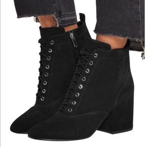 Sam Edelman Tate Lace-Up Black Suede Ankle Boots booties